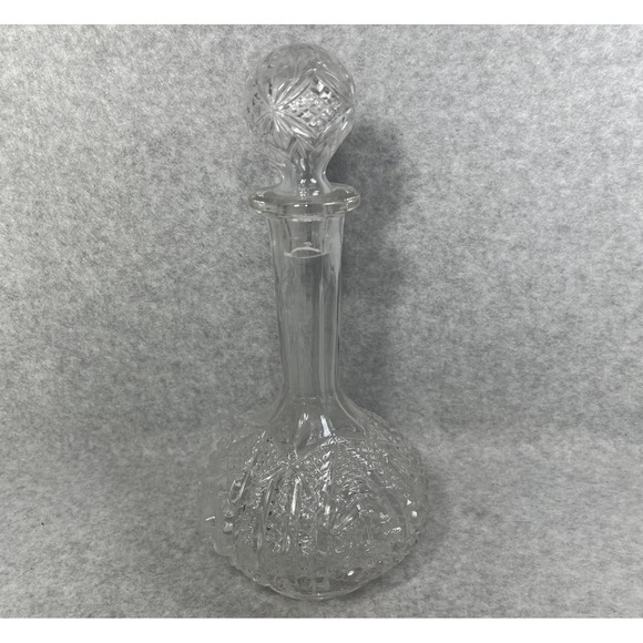 Vintage Imperial Glass Decanter Daisy and Button 505 Bellaire 197 Stopper Clear - Picture 1 of 13